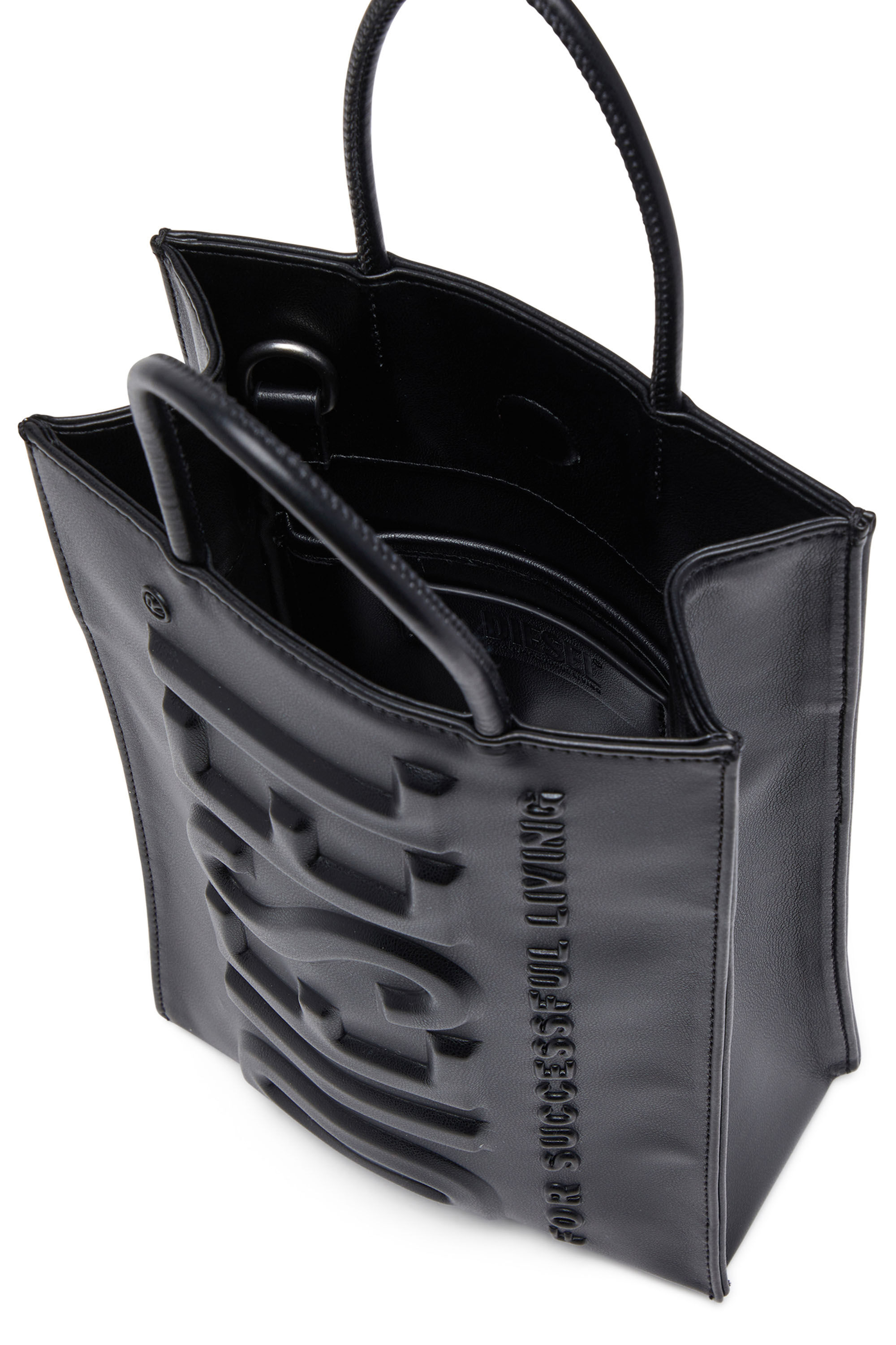 Diesel - DSL 3D SHOPPER M X, Man's Dsl 3D M-PU tote bag with embossed logo in Black - 2